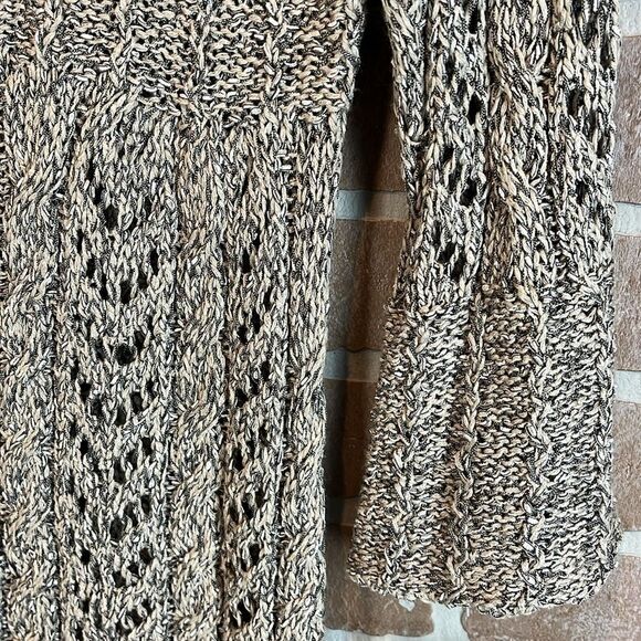 Knit Cardigan Sweater Elena Solano NEW Natural Open  Chunky - Picture 4 of 12